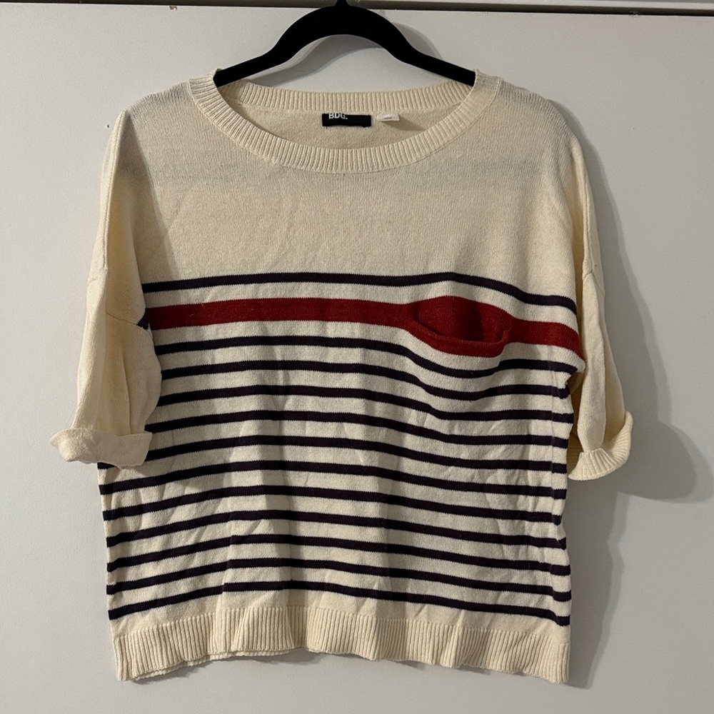 Striped Cream Lightweight Sweater Shirt